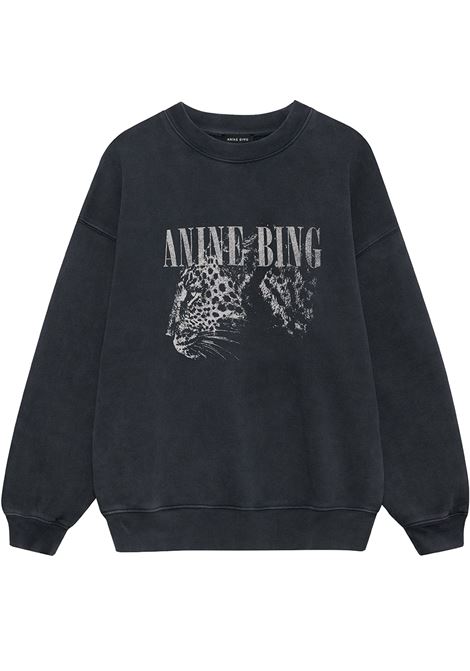 felpa spencer leopard donna nera ANINE BING | A-08-11720WBL1
